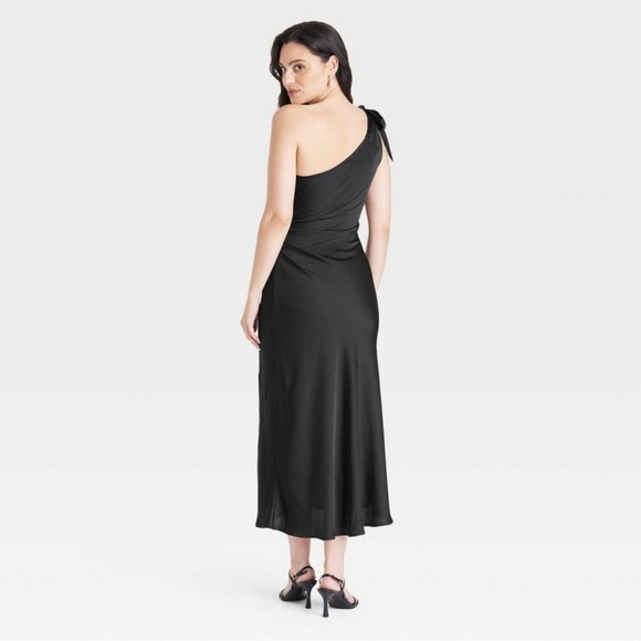 NWT Women's One Shoulder Midi Dress - A New Day Black - Picture 4 of 6